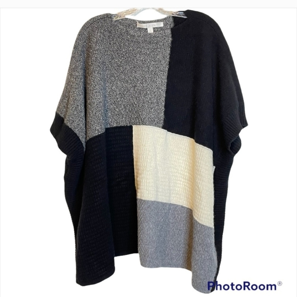 Nordstrom Collection 100% Cashmere Colorblock Oversized Poncho Sweater